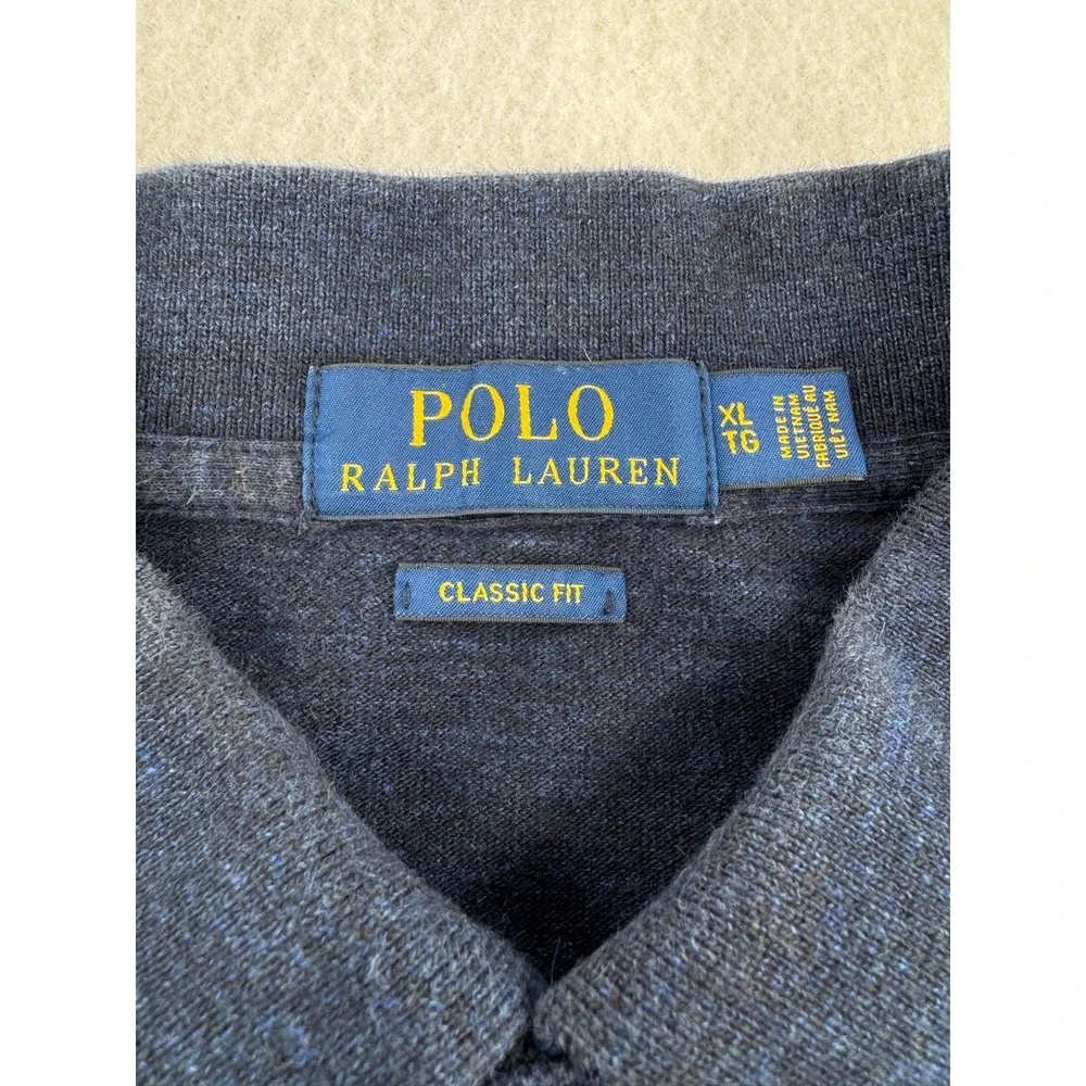 Polo Ralph Lauren Mens XL Classic Fit Short Sleeve Polo Navy Blue Heathered